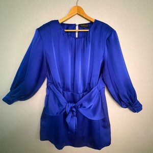 Eloquii Royal Blue Satin Tie-Front mini dress